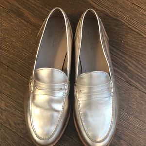 J crew brand new gold loafers